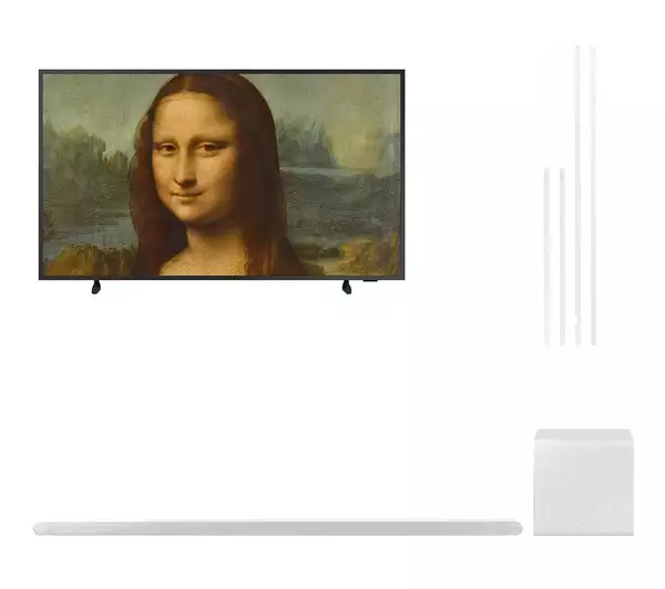 SAMSUNG The Frame 75" Smart TV, White Modern Bezel & HW-S801B/XU 3.1.2 Sound Bar Bundle