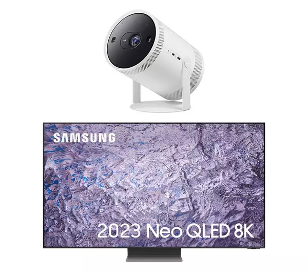SAMSUNG QE75QN800CTXXU 75" Smart 8K TV & The Freestyle SP-LSP3BLAXXU Smart TV Projector Bundle